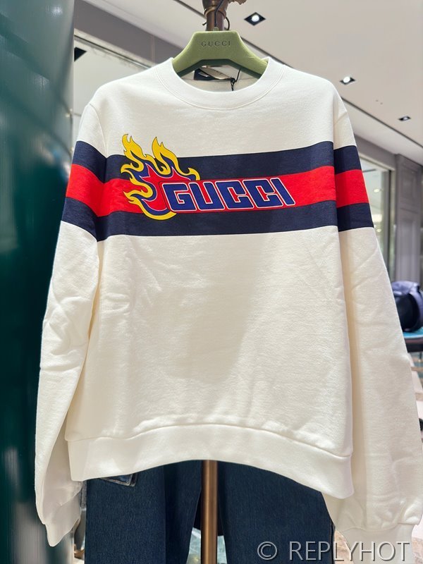 구찌 플레임 스트라이프 크루넥 스웨트셔츠(남여공용)