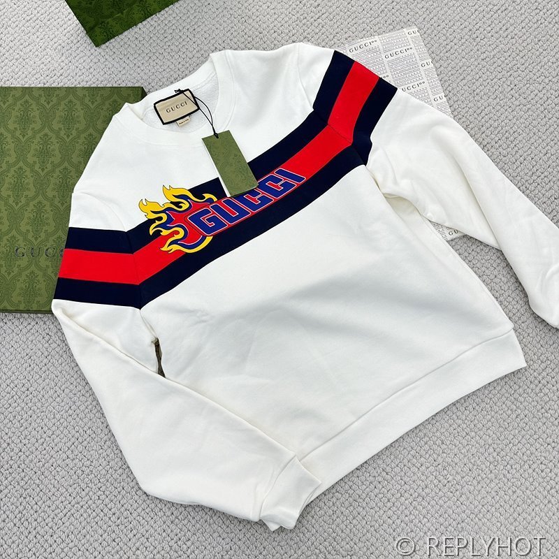 구찌 플레임 스트라이프 크루넥 스웨트셔츠(남여공용)