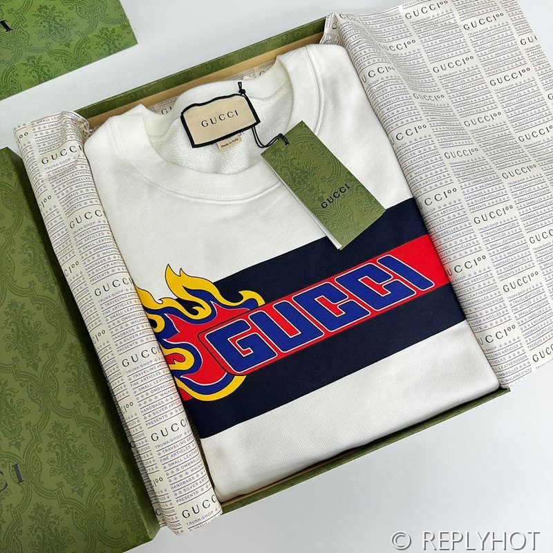 구찌 플레임 스트라이프 크루넥 스웨트셔츠(남여공용)