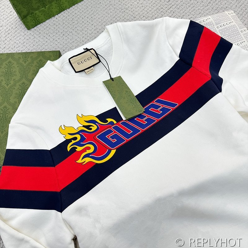 구찌 플레임 스트라이프 크루넥 스웨트셔츠(남여공용)