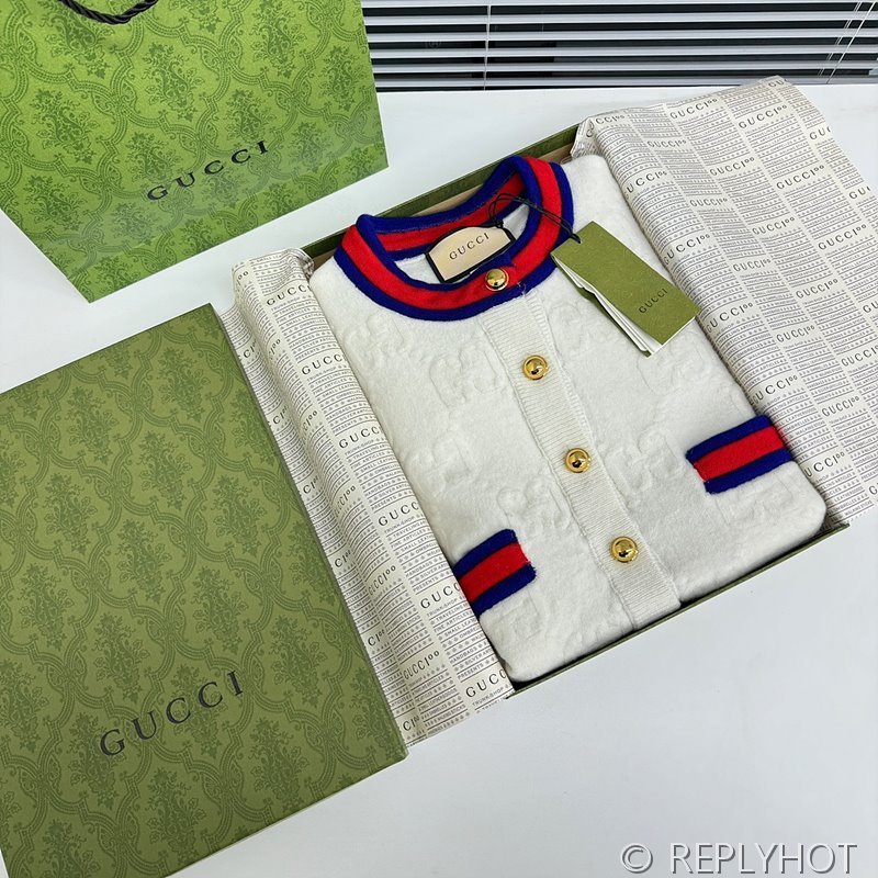 구찌 웹 스트라이프 울 가디건