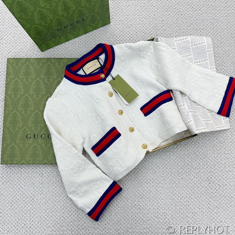 구찌 웹 스트라이프 울 가디건