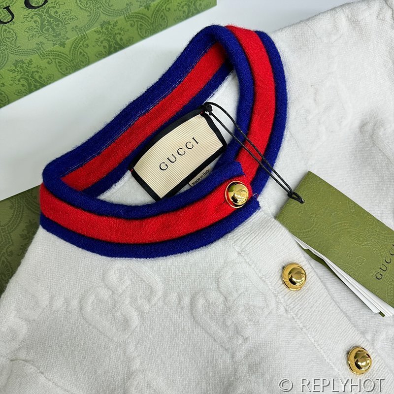 구찌 웹 스트라이프 울 가디건