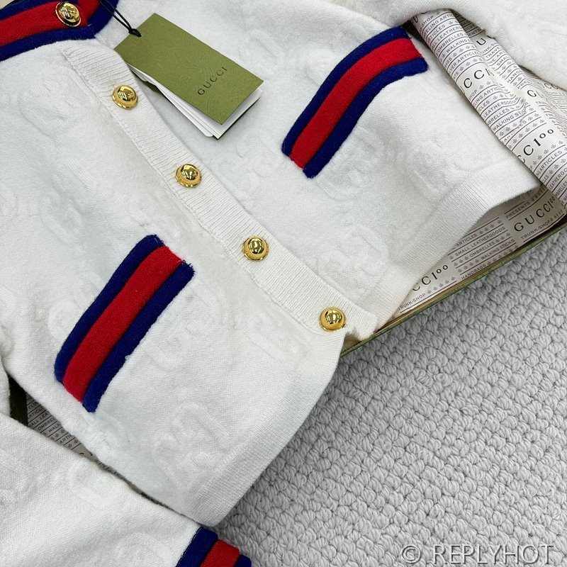 구찌 웹 스트라이프 울 가디건