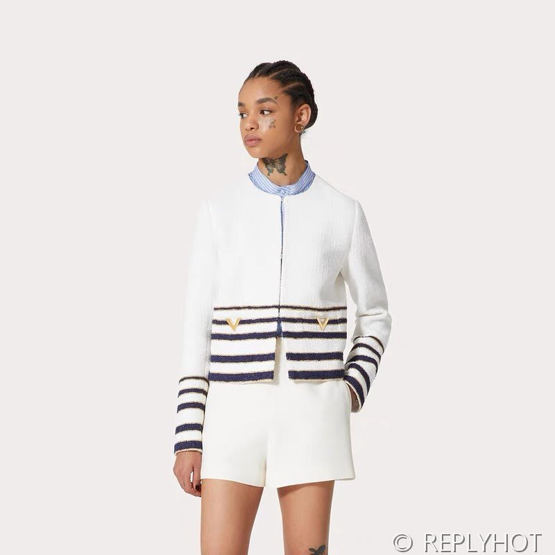 발렌티노 에멜리쉬드 스트라이프 부클레 재킷 [매장가 790만원대]