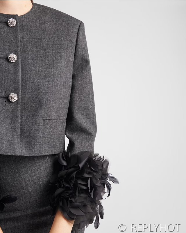 프라다 깃털 장식 싱글브레스트 울 재킷 [매장가 820만원대]