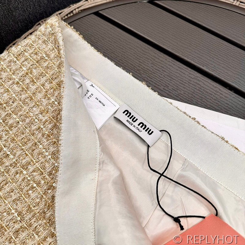 미우미우 브레이드 트위드 스커트