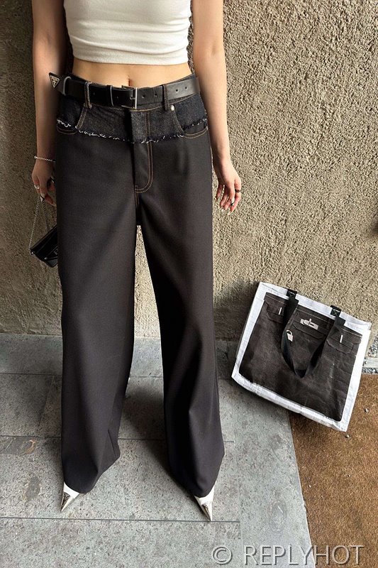 프라다 벨트 와이드 팬츠 2color