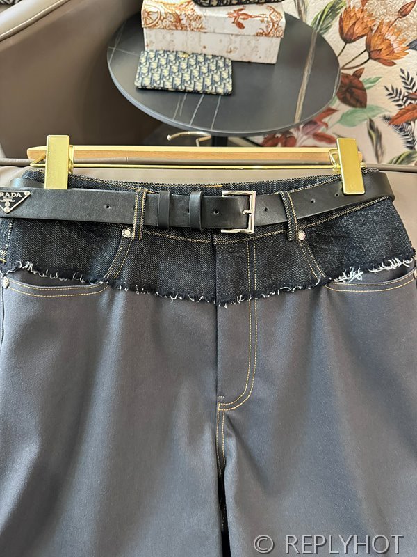 프라다 벨트 와이드 팬츠 2color