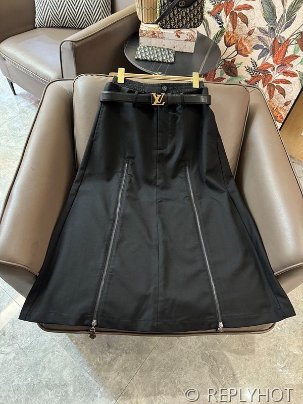 루이비통 벨트 더블 지퍼 슬림 롱 스커트