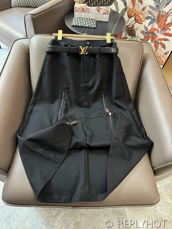 루이비통 벨트 더블 지퍼 슬림 롱 스커트