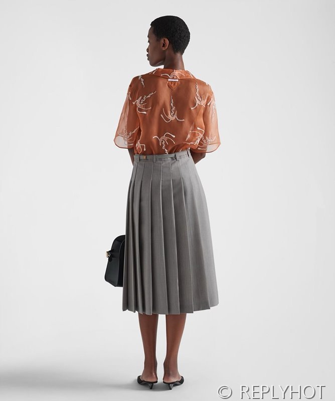 프라다 벨트 플리츠 스커트