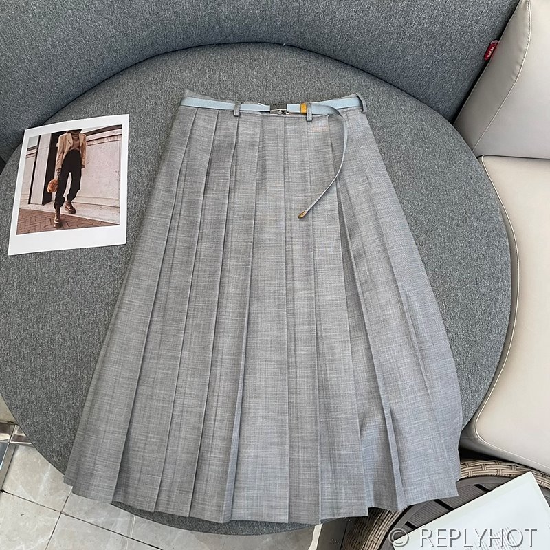 프라다 벨트 플리츠 스커트