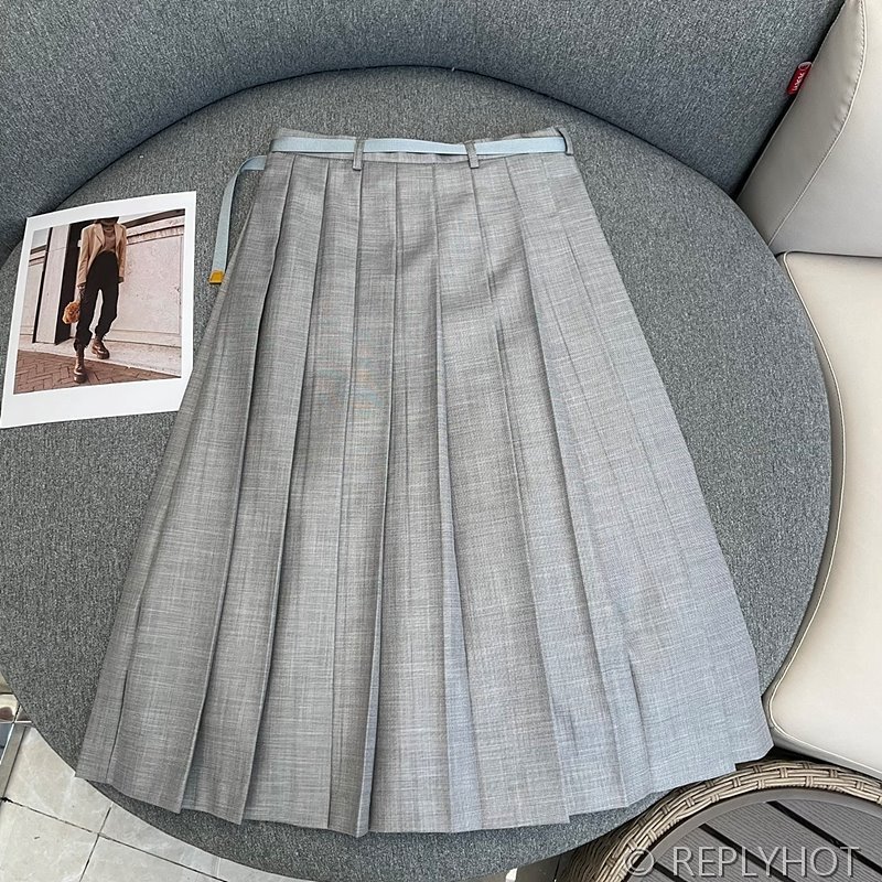 프라다 벨트 플리츠 스커트