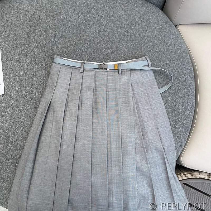 프라다 벨트 플리츠 스커트