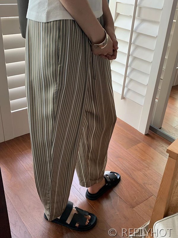 로에베 스트라이프 벌룬 실크 팬츠