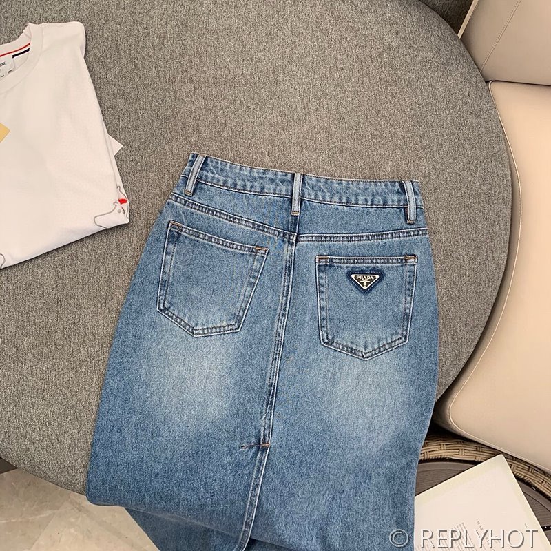 프라다 하이웨이스트 데님 스커트