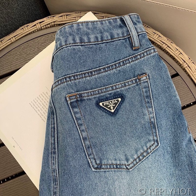 프라다 하이웨이스트 데님 스커트