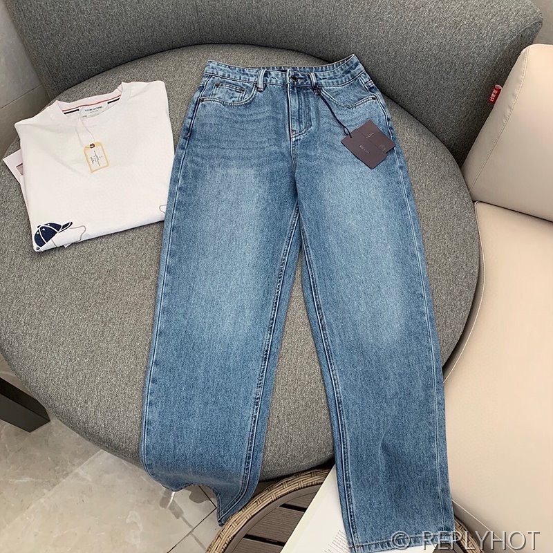 프라다 트라이앵글로고 워싱 스트레이트 진