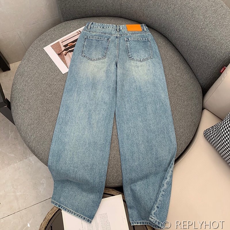 발렌시아가 오블리크 레터 프린트 스트레이트 진