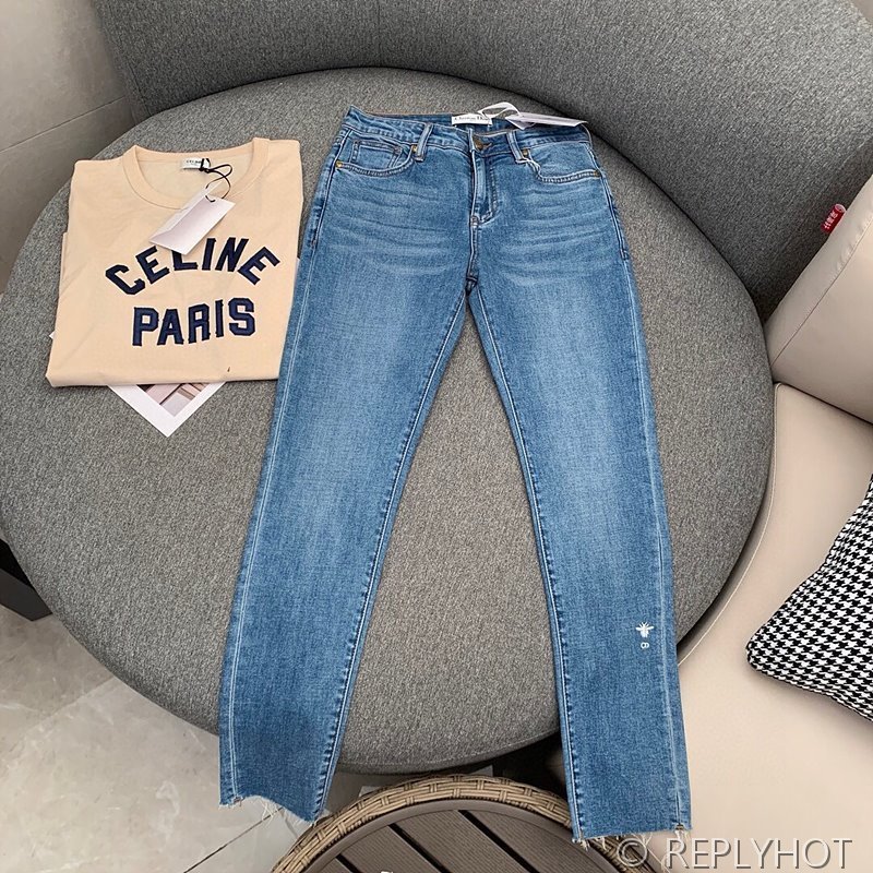 디올 하이웨이스트 슬림 워싱 나인포인트 진