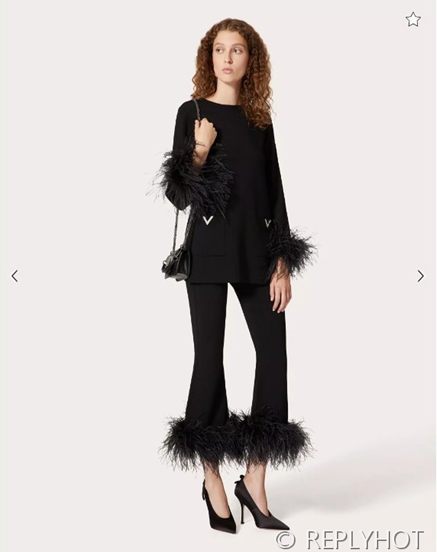 발렌티노 깃털 장식 스트레치 비스코스 팬츠[매장가 390만원대]