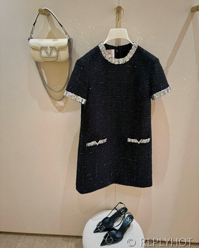 발렌티노 자수 글레이즈 트위드 쇼트 드레스 [매장가 500만원대]