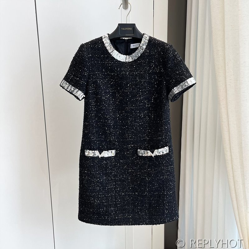 발렌티노 자수 글레이즈 트위드 쇼트 드레스 [매장가 500만원대]
