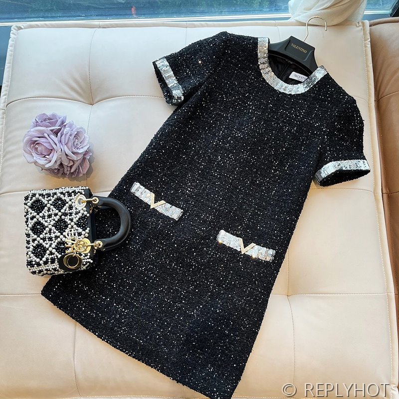 발렌티노 자수 글레이즈 트위드 쇼트 드레스 [매장가 500만원대]