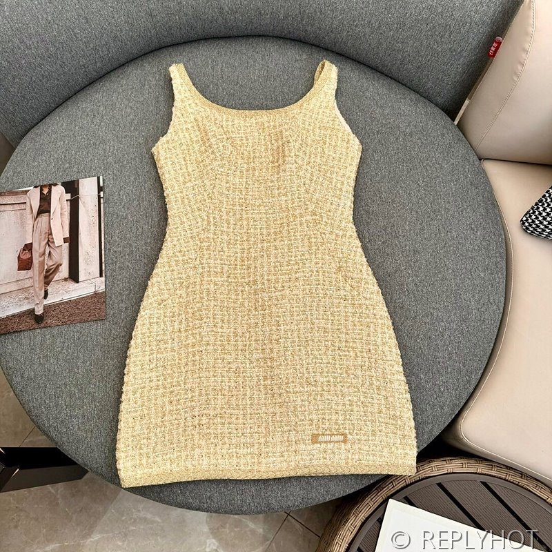 미우미우 트위드 이너 서스펜더 스커트