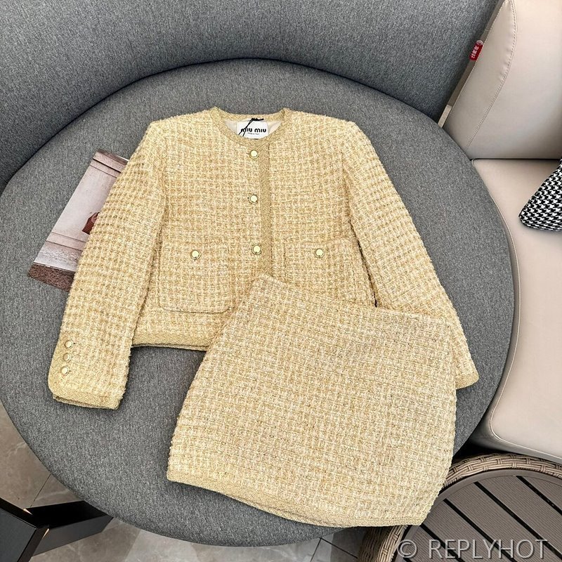 미우미우 브레이드 트위드 스커트