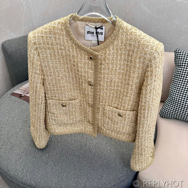 미우미우 브레이드 트위드 숏자켓