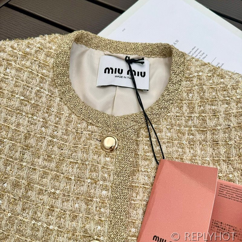 미우미우 브레이드 트위드 숏자켓