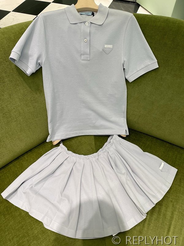 프라다 플리츠 피케 폴로 셔츠 스커트 [매장가 250만원대]
