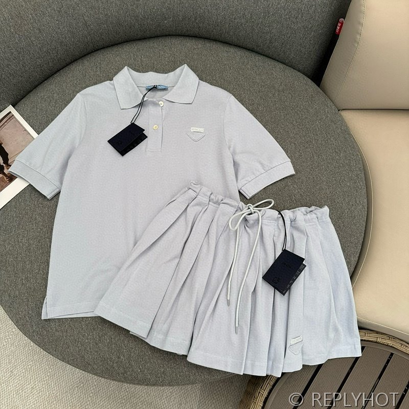 프라다 플리츠 피케 폴로 셔츠 스커트 [매장가 250만원대]