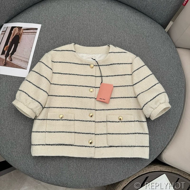 미우미우 스트라이프 울 트위드 투피스