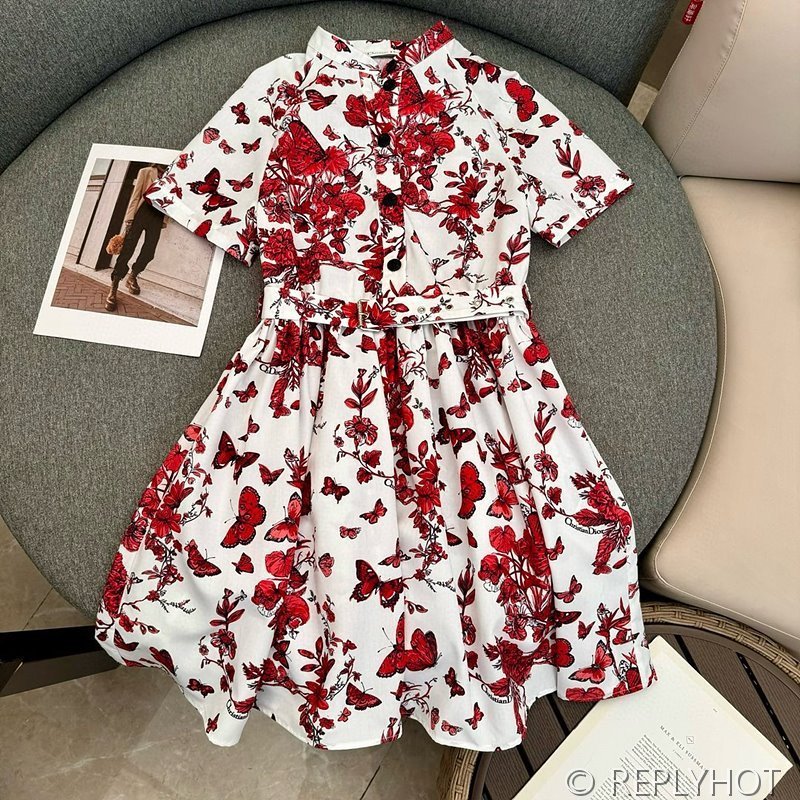 디올 플라워 프린트  원피스