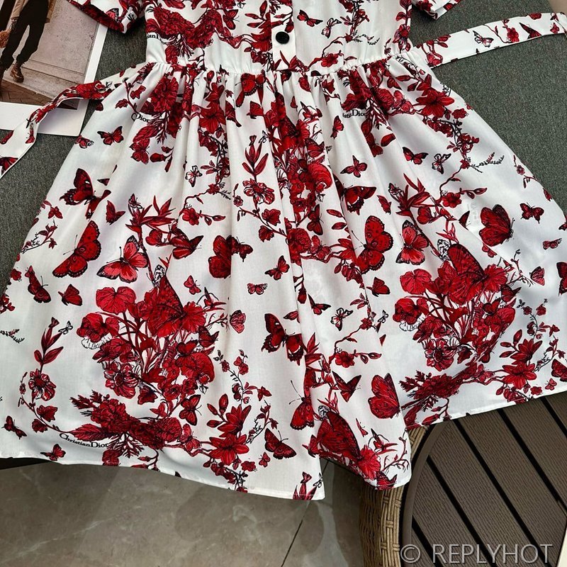 디올 플라워 프린트  원피스