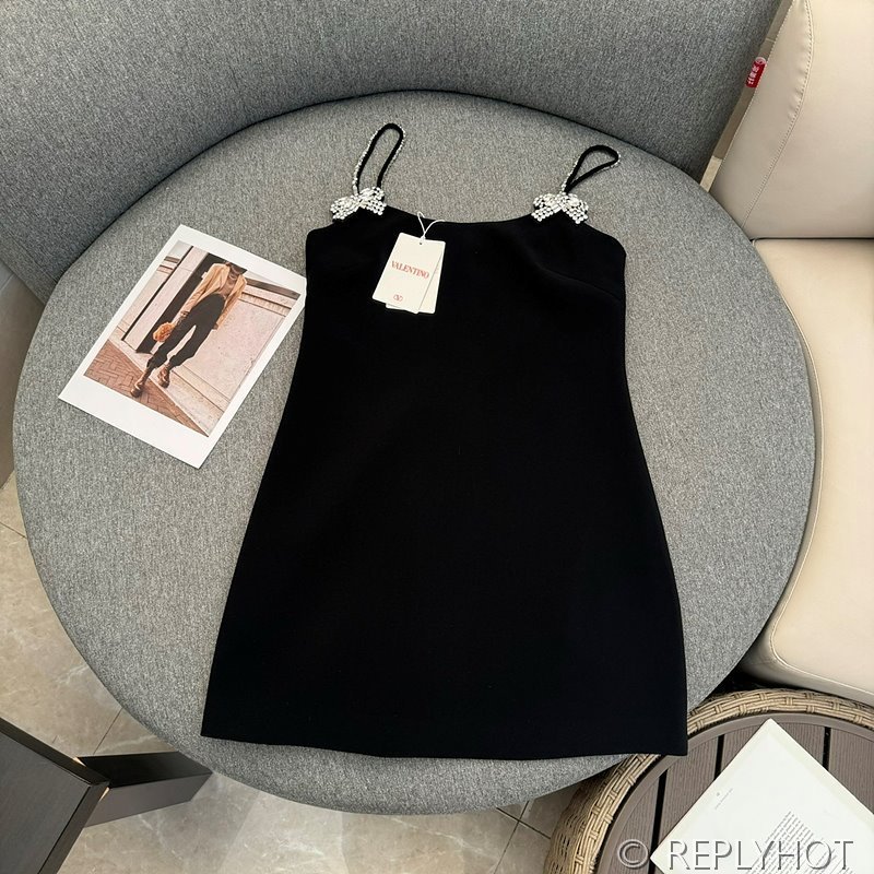 발렌티노 크리스탈 다이아몬드 리본 서스펜더 드레스