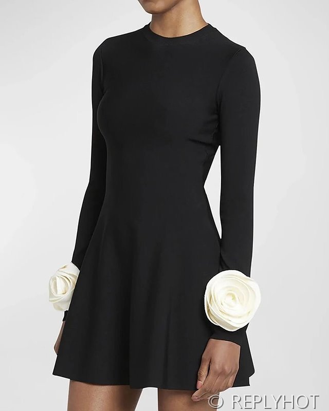 발렌티노 플로럴 아플리케 미니 드레스