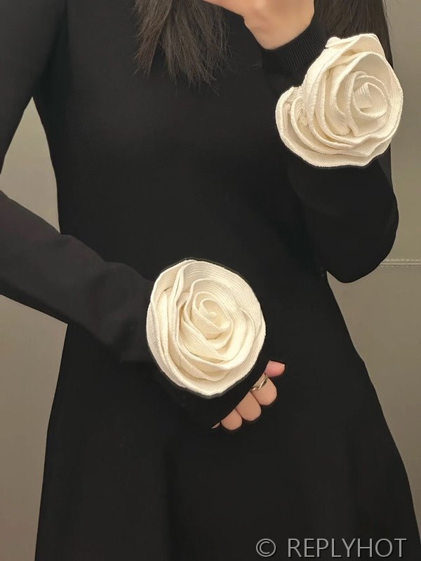 발렌티노 플로럴 아플리케 미니 드레스