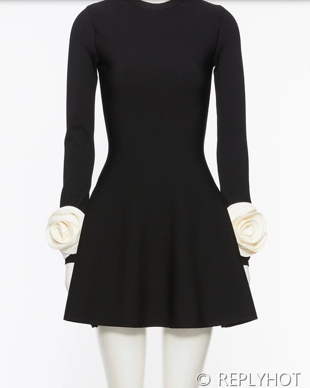 발렌티노 플로럴 아플리케 미니 드레스