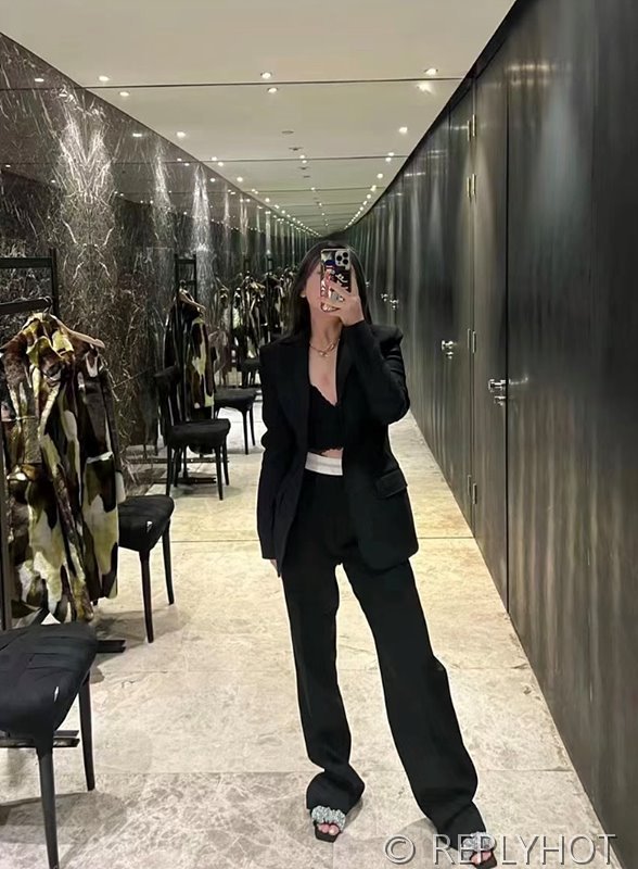 알렉산더 맥퀸 스티치 정장 코트 바지 세트 2color