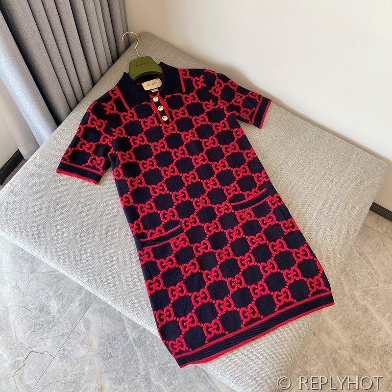 구찌 GG 실크 및 코튼 혼방 폴로 스커트 [매장가 298만원대]