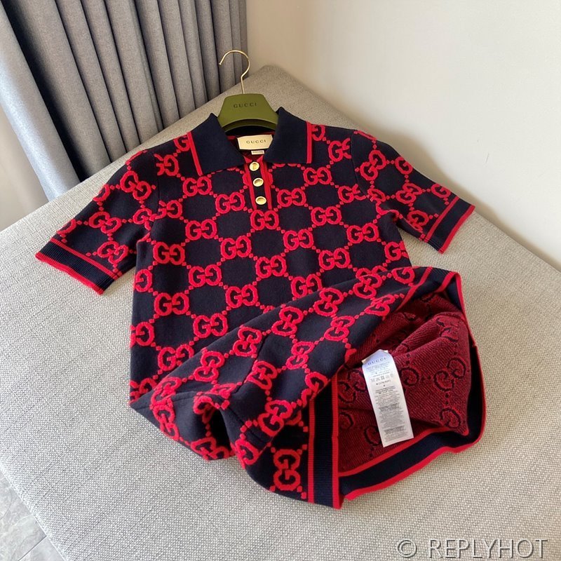 구찌 GG 실크 및 코튼 혼방 폴로 스커트 [매장가 298만원대]