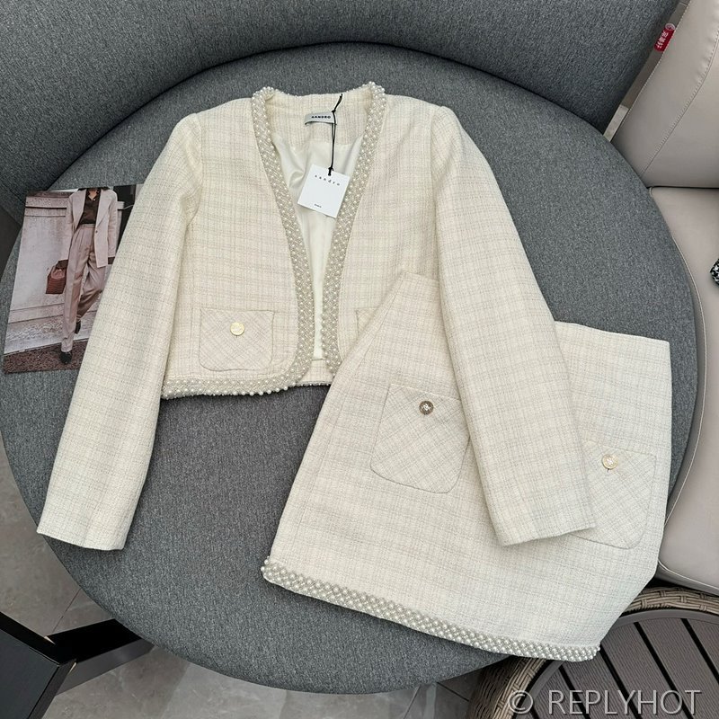 산드로 소프트 트위드 투피스 [매장가 520만원대]