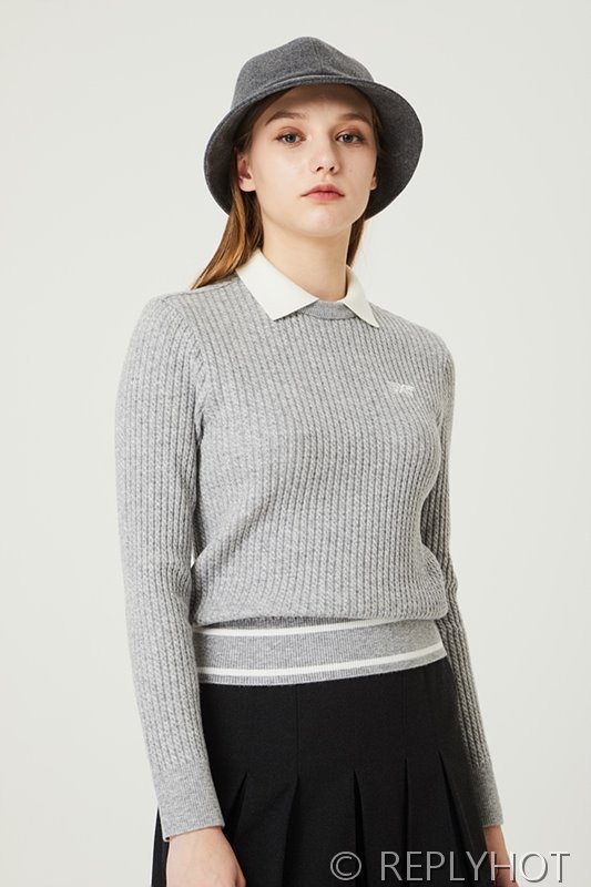 PXG 여성 케이블 니트 스웨터