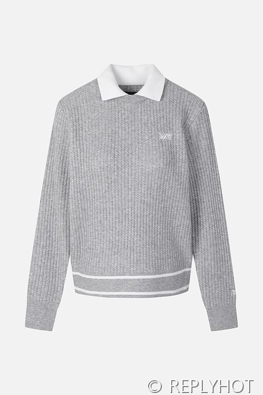 PXG 여성 케이블 니트 스웨터