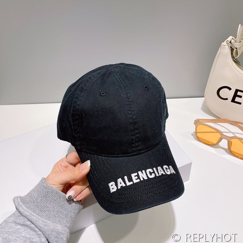 발렌시아가 블랙 앤 화이트 코튼 드릴 Logo Visor 캡 [매장가 56만원대]