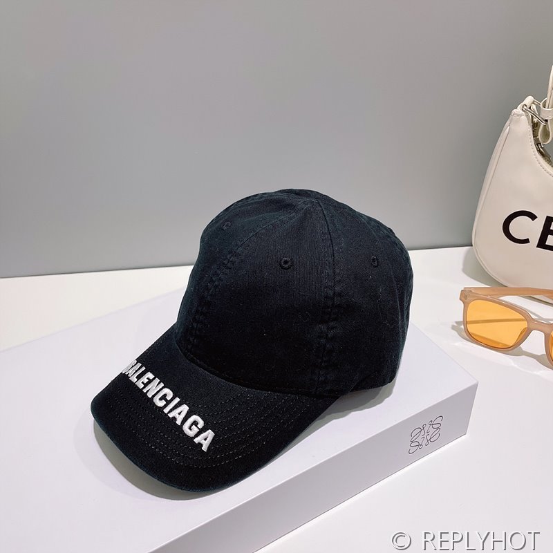 발렌시아가 블랙 앤 화이트 코튼 드릴 Logo Visor 캡 [매장가 56만원대]